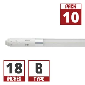 10 Pack - 18 Inch LED T8 Sign Tube, 7 Watts, 1000 Lumens, 40K|50K|65K, 360°