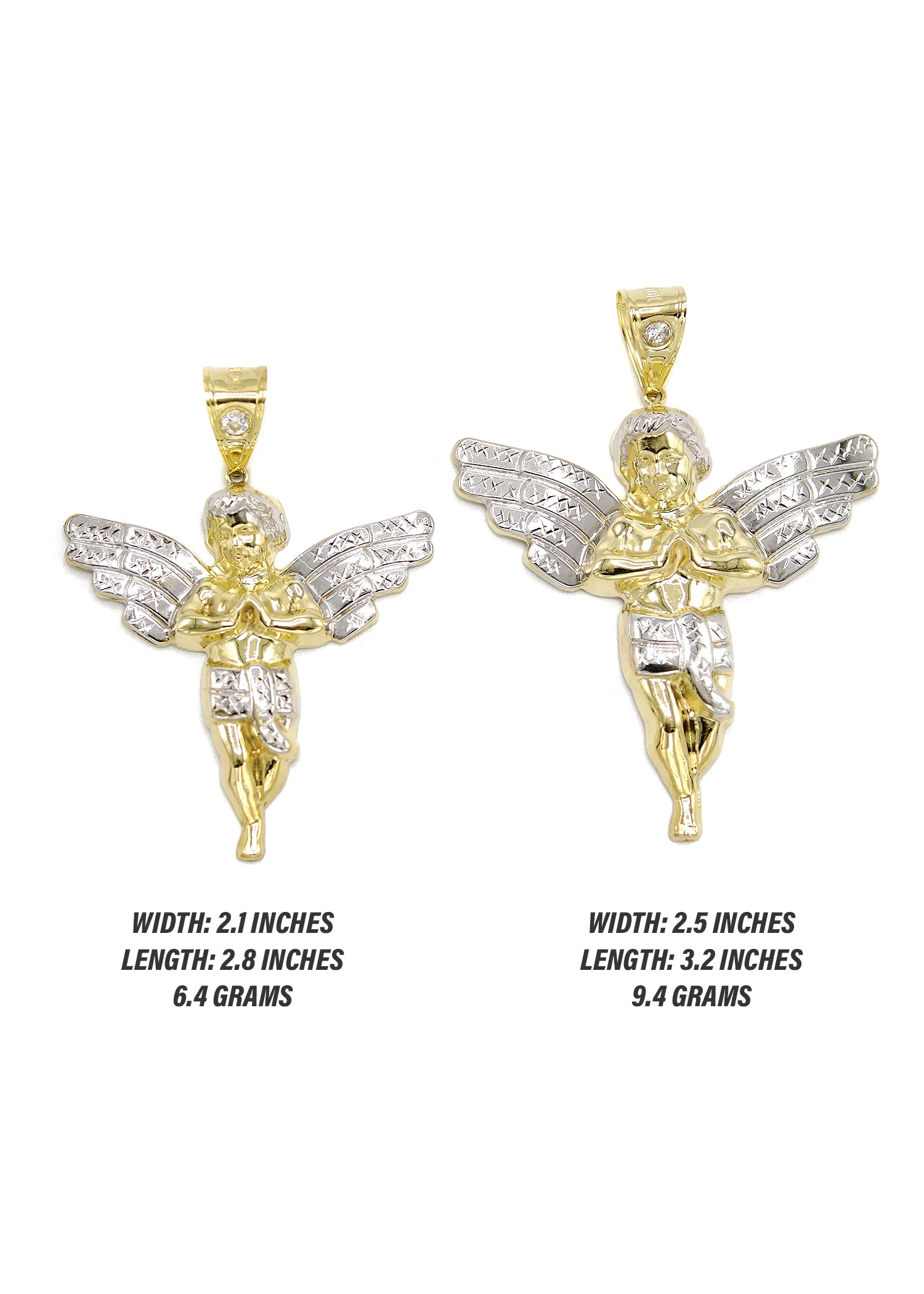 10K Gold Angel Pendant | Customizable Size