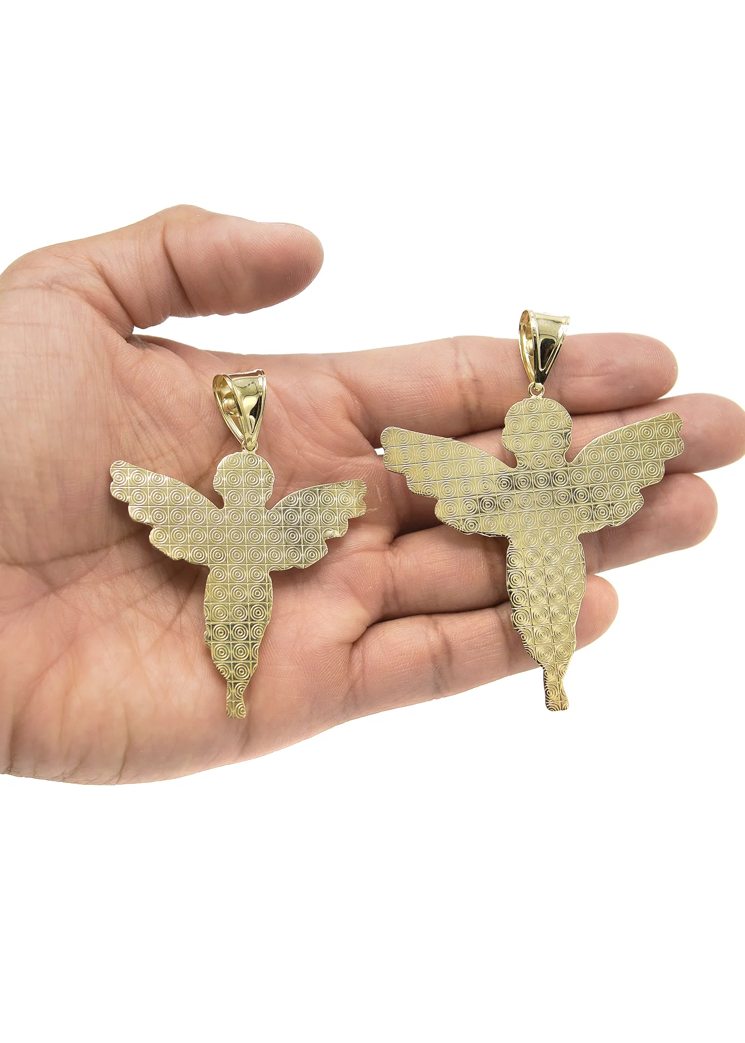 10K Gold Angel Pendant | Customizable Size