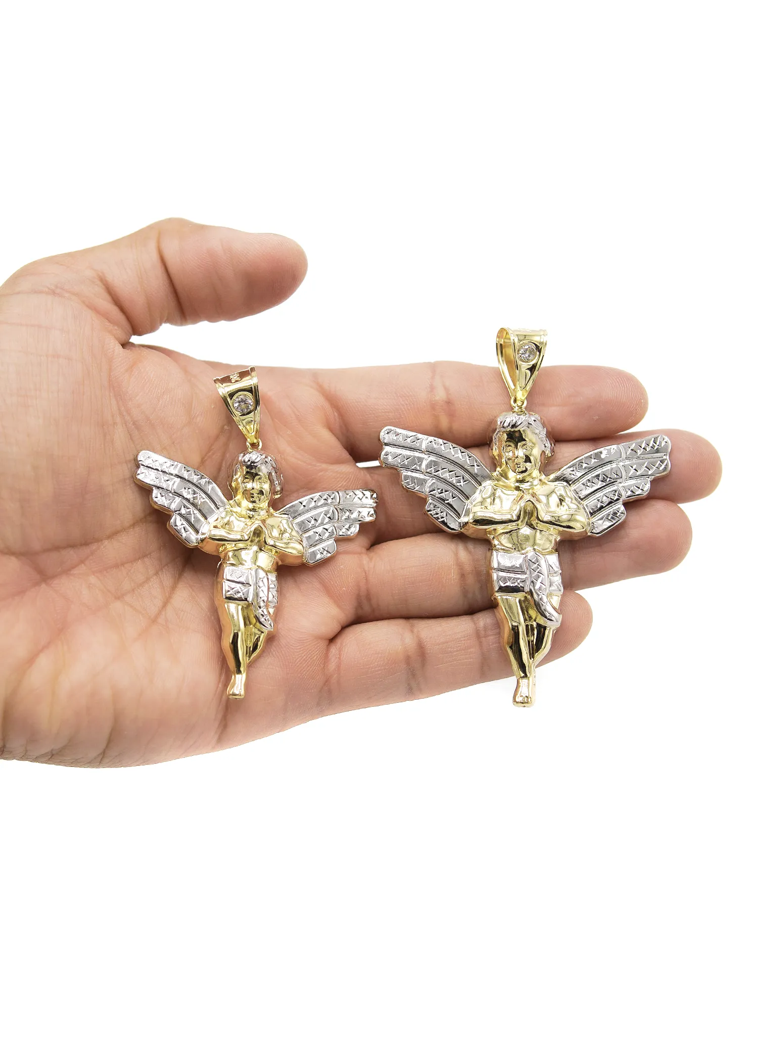 10K Gold Angel Pendant | Customizable Size