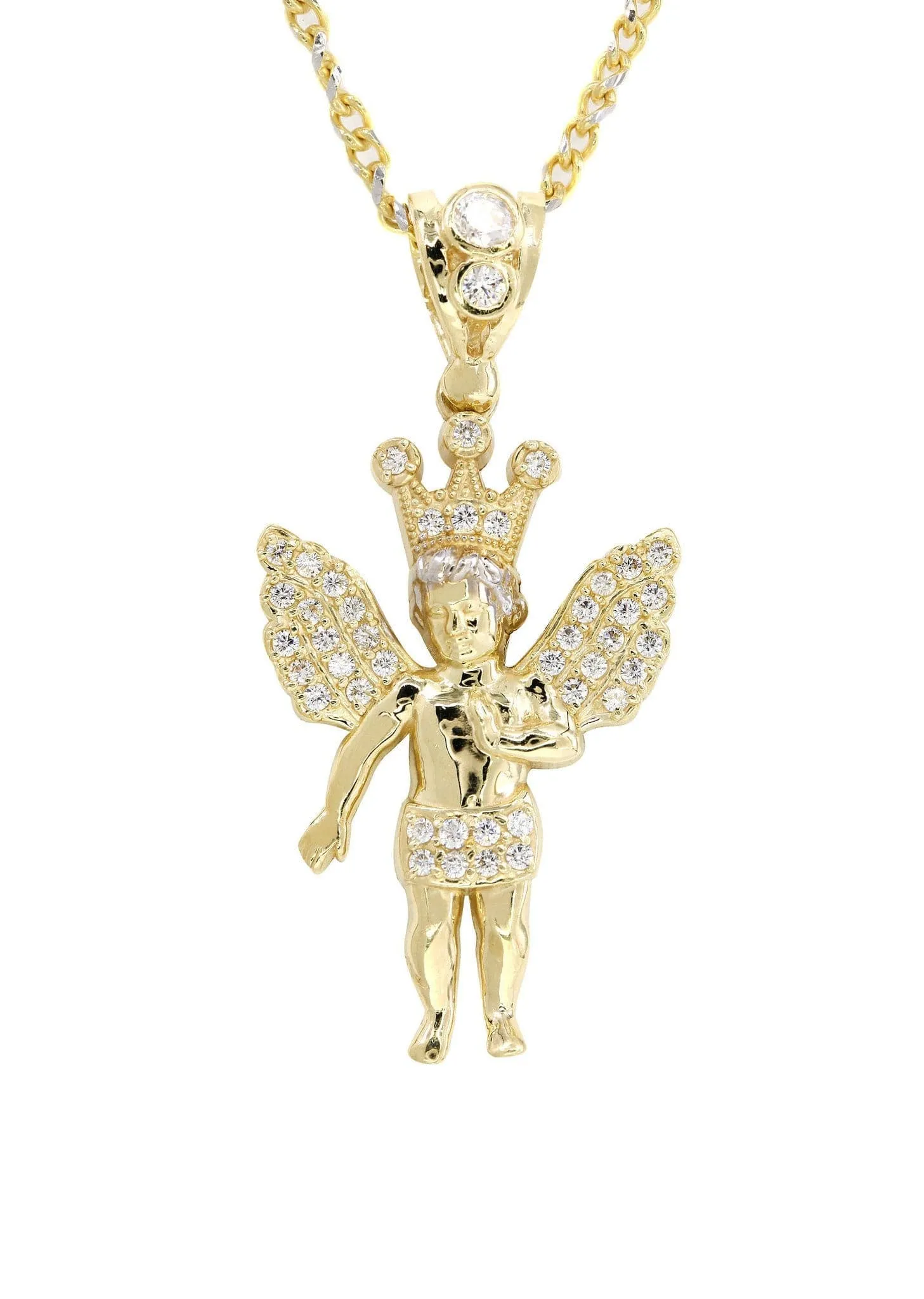 10K Yellow Gold Fancy Link  Angel Necklace| Appx. 10 Grams
