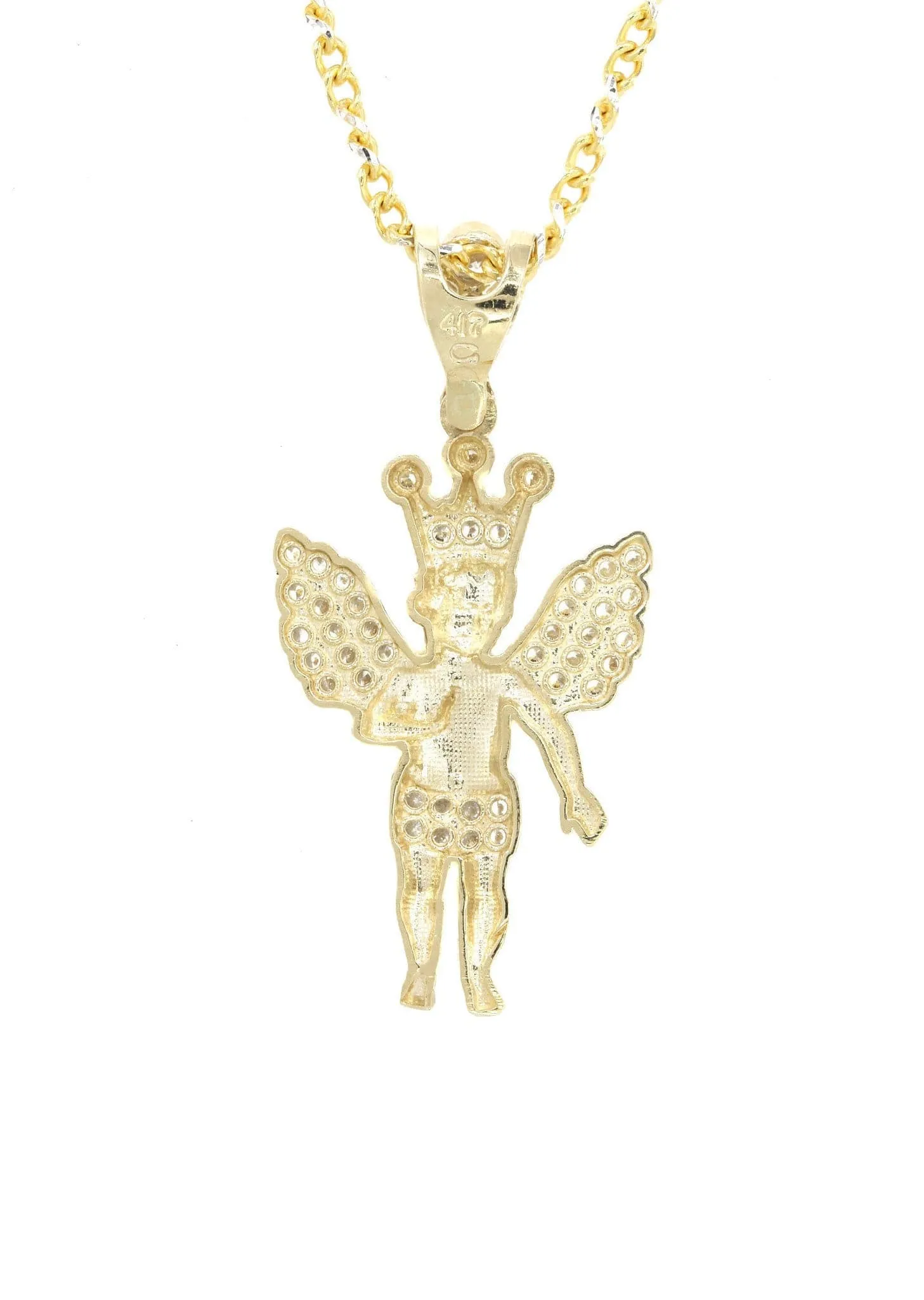 10K Yellow Gold Fancy Link  Angel Necklace| Appx. 10 Grams