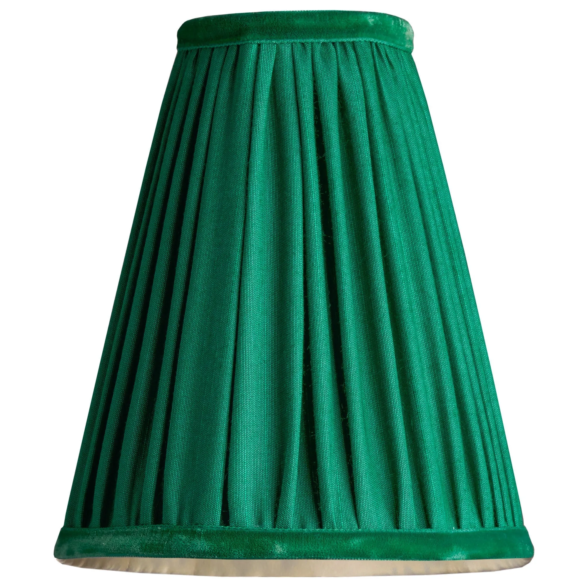 14cm wizard hat pendant shade in emerald silk with velvet tape