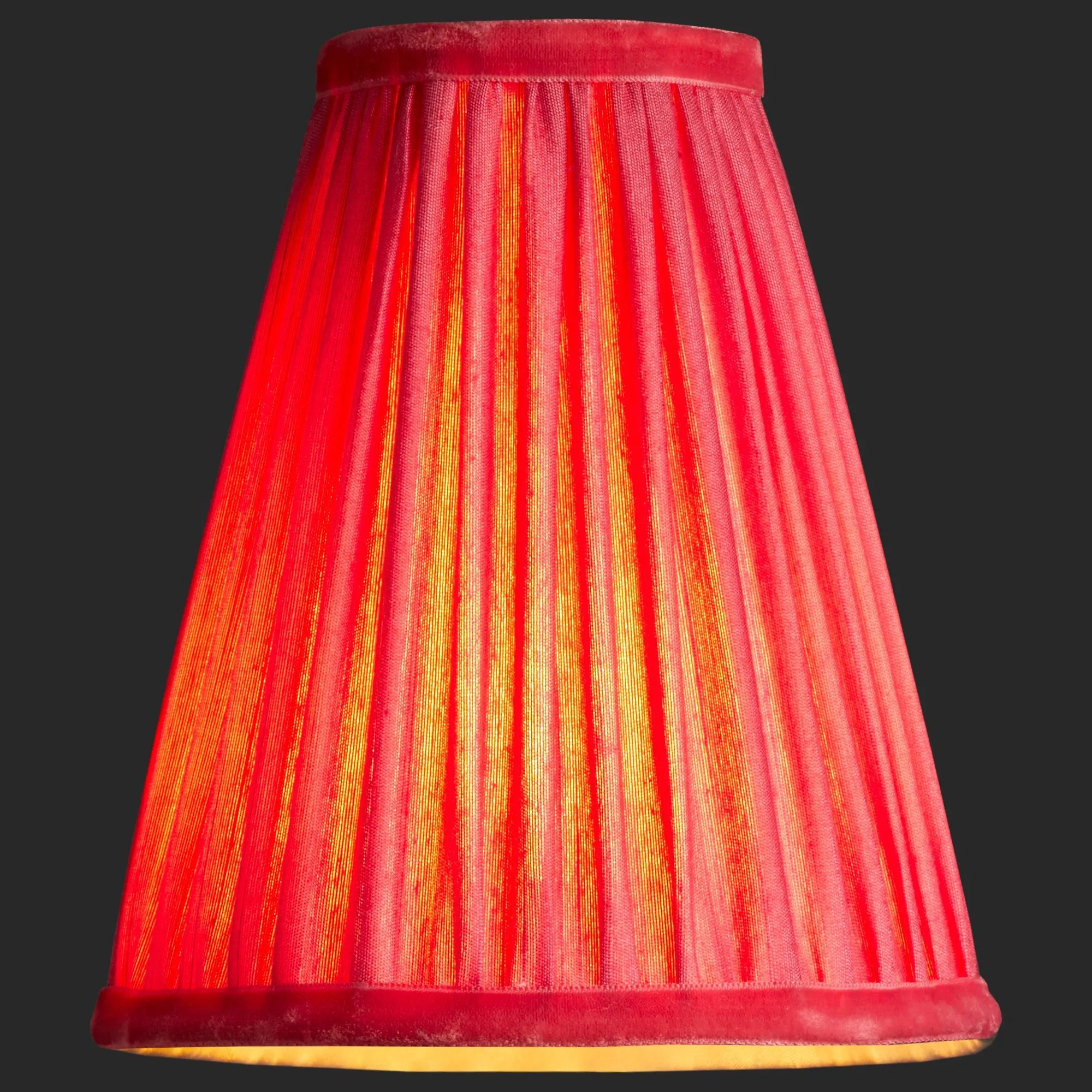 14cm wizard hat pendant shade in ruby silk with velvet tape