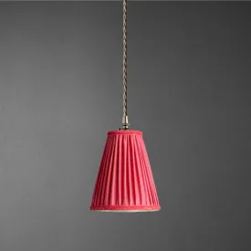 14cm wizard hat pendant shade in ruby silk with velvet tape