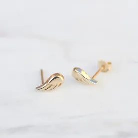 14K Yellow Gold Angel Wing Post Earrings