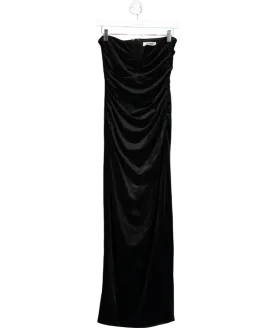 4th & Reckless Black Ailsa Velvet Bandeau Ruched Maxi Dress UK 8