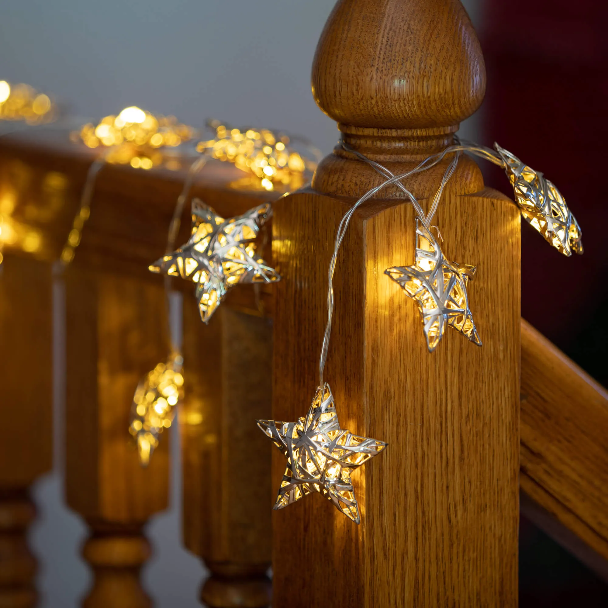 6'L Sullivans Gold Lighted Star Garland, Gold Christmas Garland