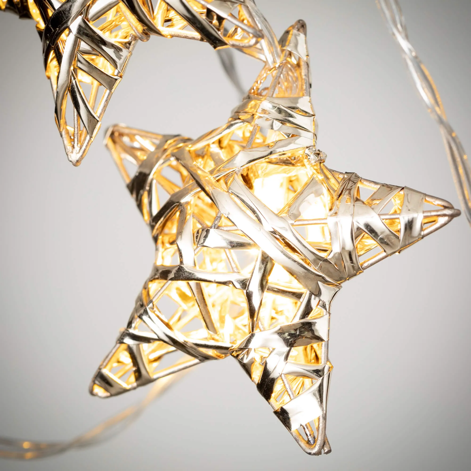 6'L Sullivans Gold Lighted Star Garland, Gold Christmas Garland