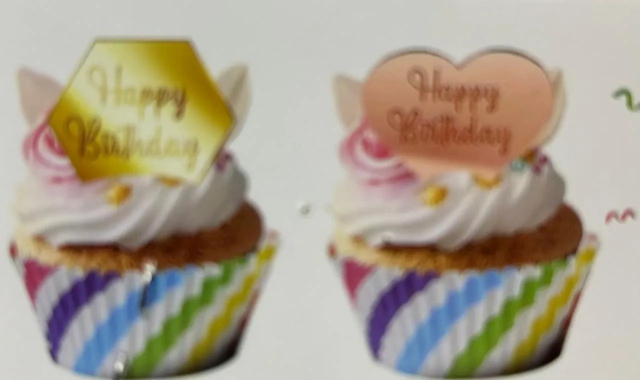 6pc Cupcake Topper Acrylic Disc Silver Star