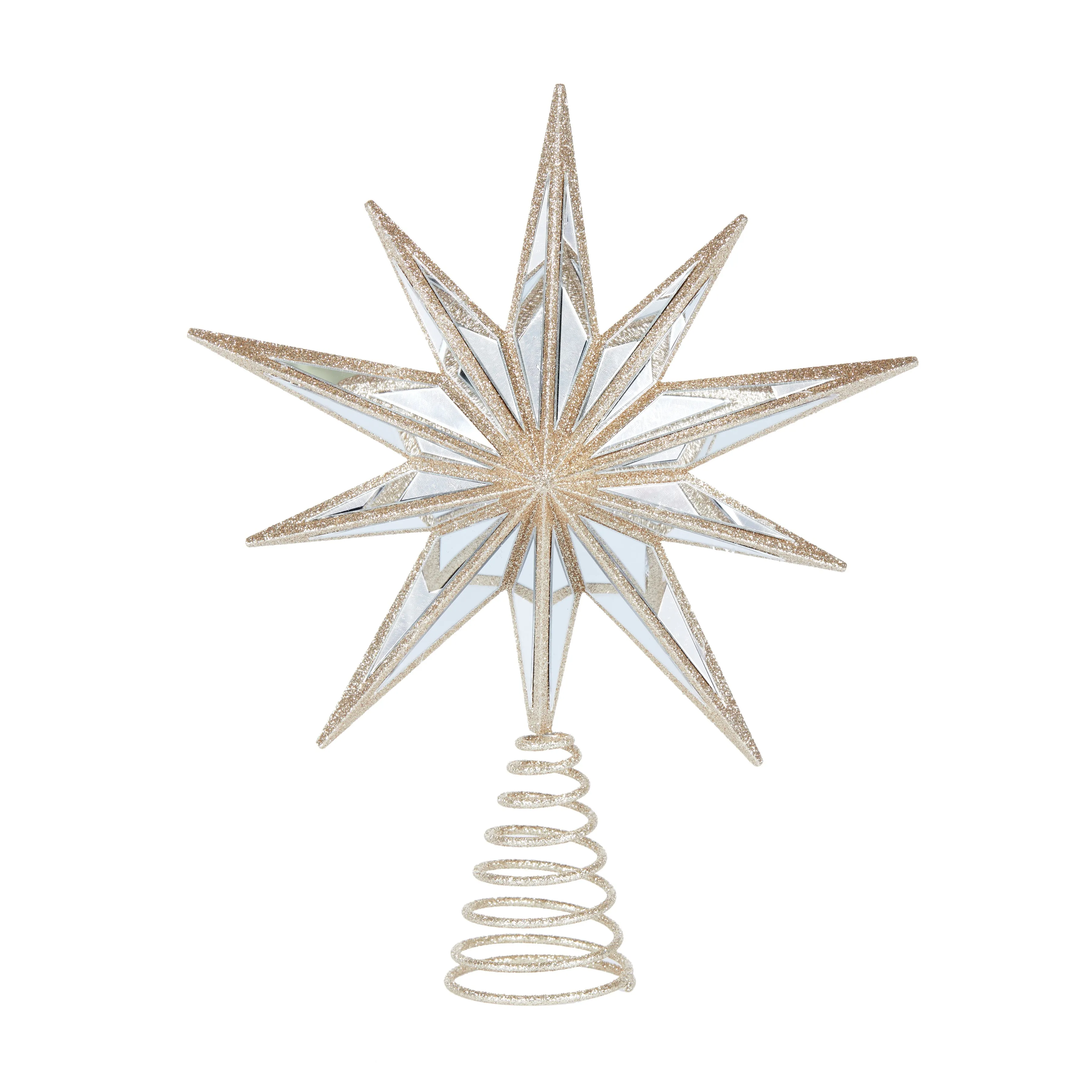 9 Point Mirrored Tree Topper Star Champagne