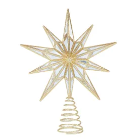 9 Point Mirrored Tree Topper Star Gold
