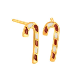 916 Gold Mini Candy Cane Earrings