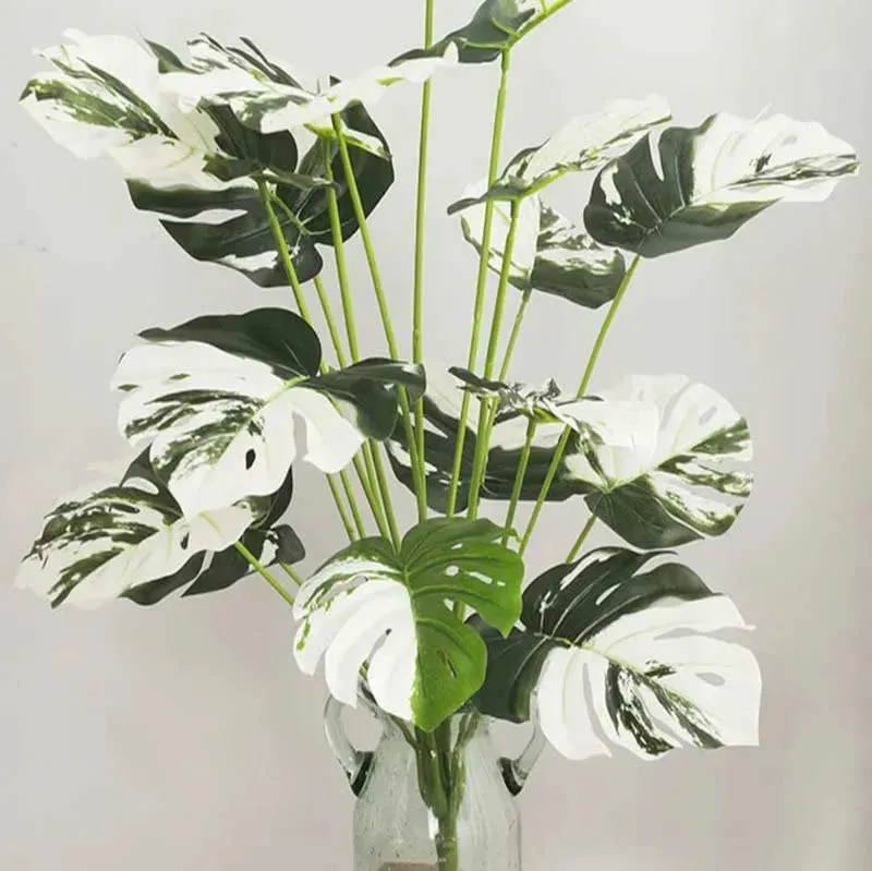 Aesthetic Big Leaves Monstera Plastic Plant for Leafy Space | 2.3 feet