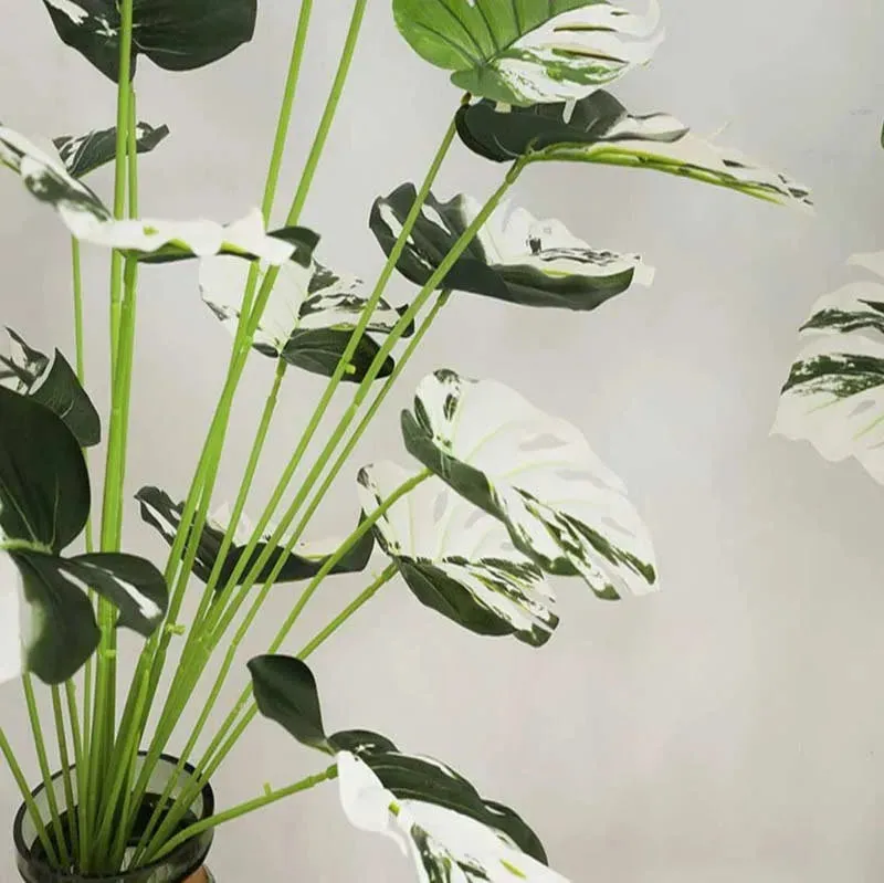 Aesthetic Big Leaves Monstera Plastic Plant for Leafy Space | 2.3 feet