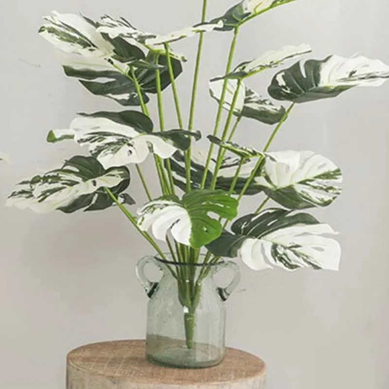 Aesthetic Big Leaves Monstera Plastic Plant for Leafy Space | 2.3 feet