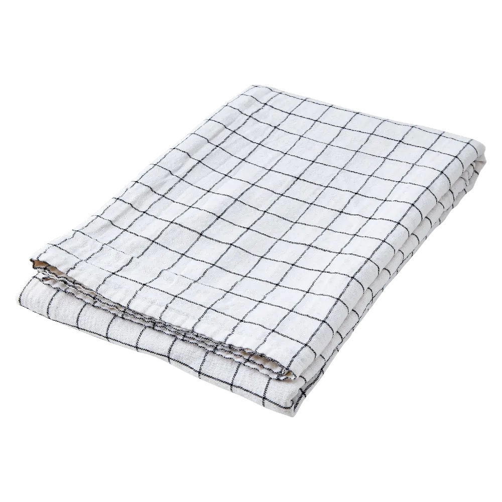 Ailsa Cotton Tablecloth Black and White Check 220cm