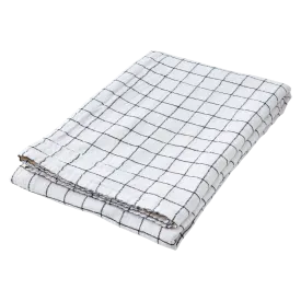 Ailsa Cotton Tablecloth Black and White Check 220cm