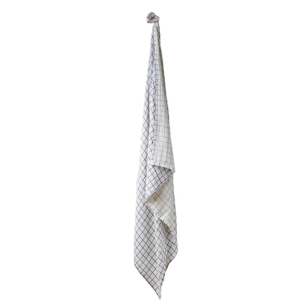 Ailsa Cotton Tablecloth Black and White Check 220cm