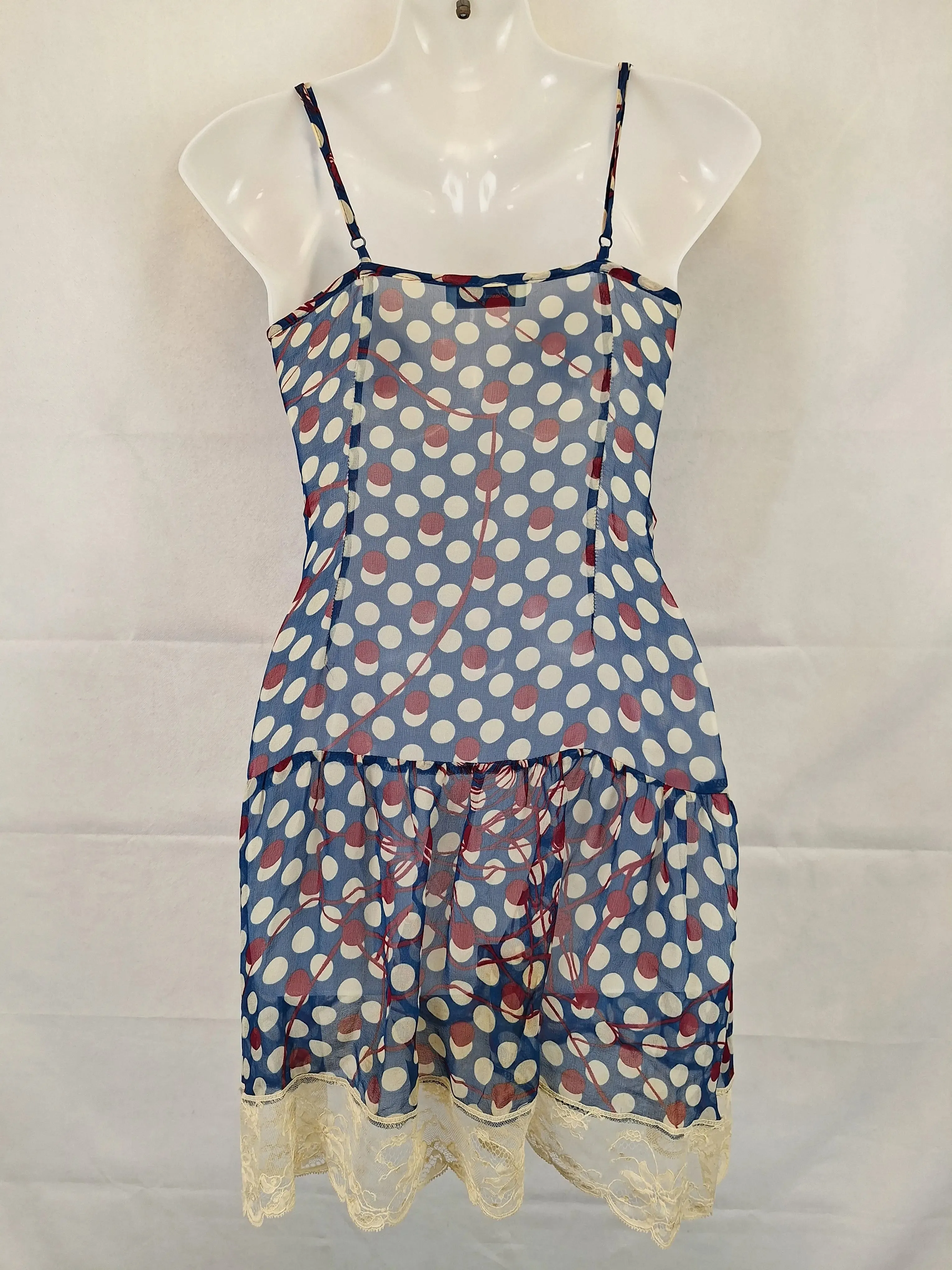 Alannah Hill Sheer Lace Trimmed Bejewelled Mini Dress Size 8
