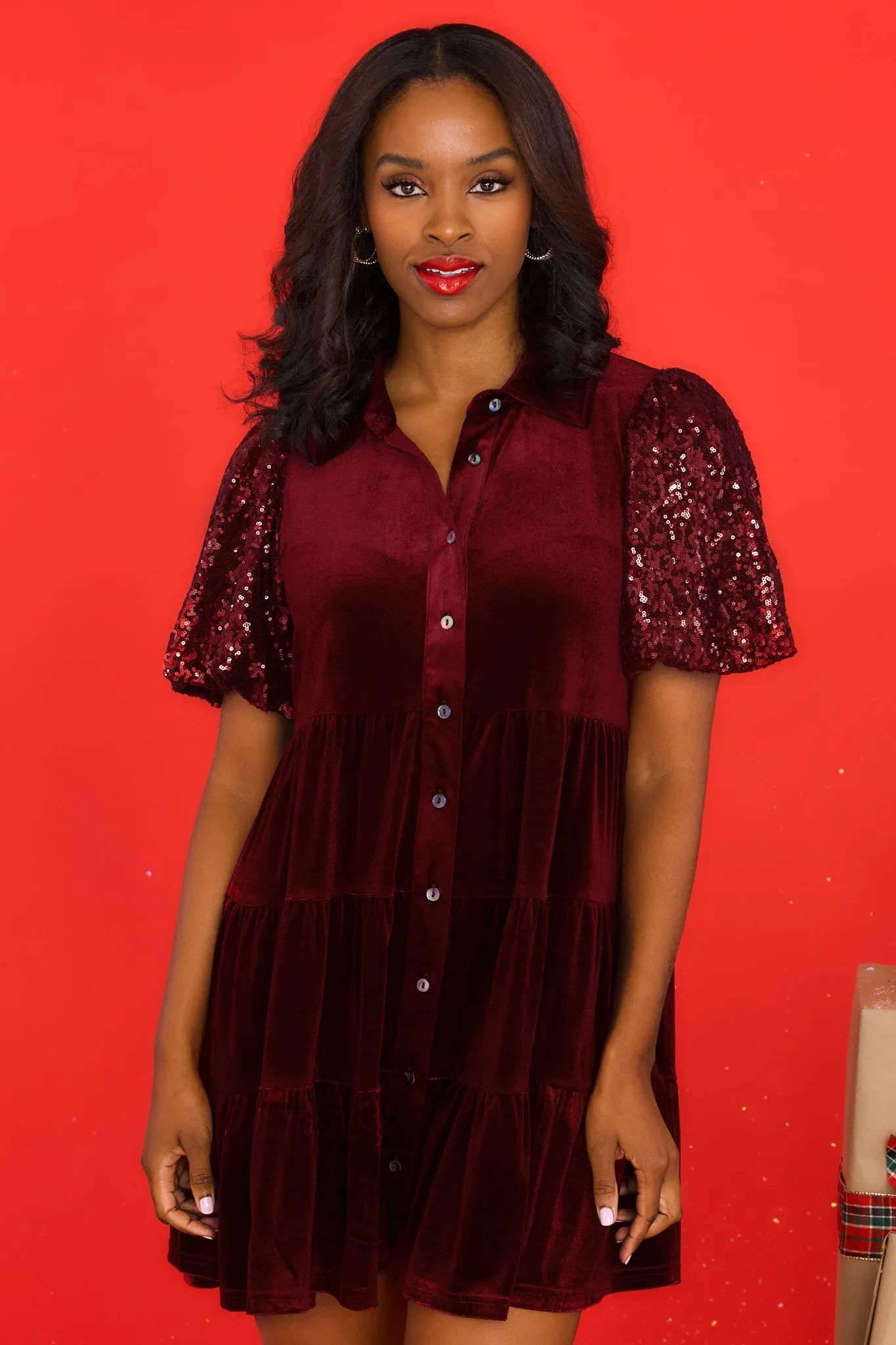 Always Here Wine Velvet Dress
