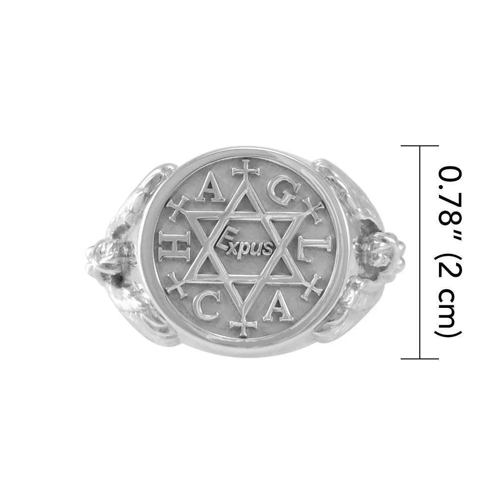 Angel Talisman Occult Large Sterling Silver Ring TRI2153
