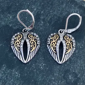 Angel Wings Mini Earrings - Double Silver & Gold Bling - SK2533E