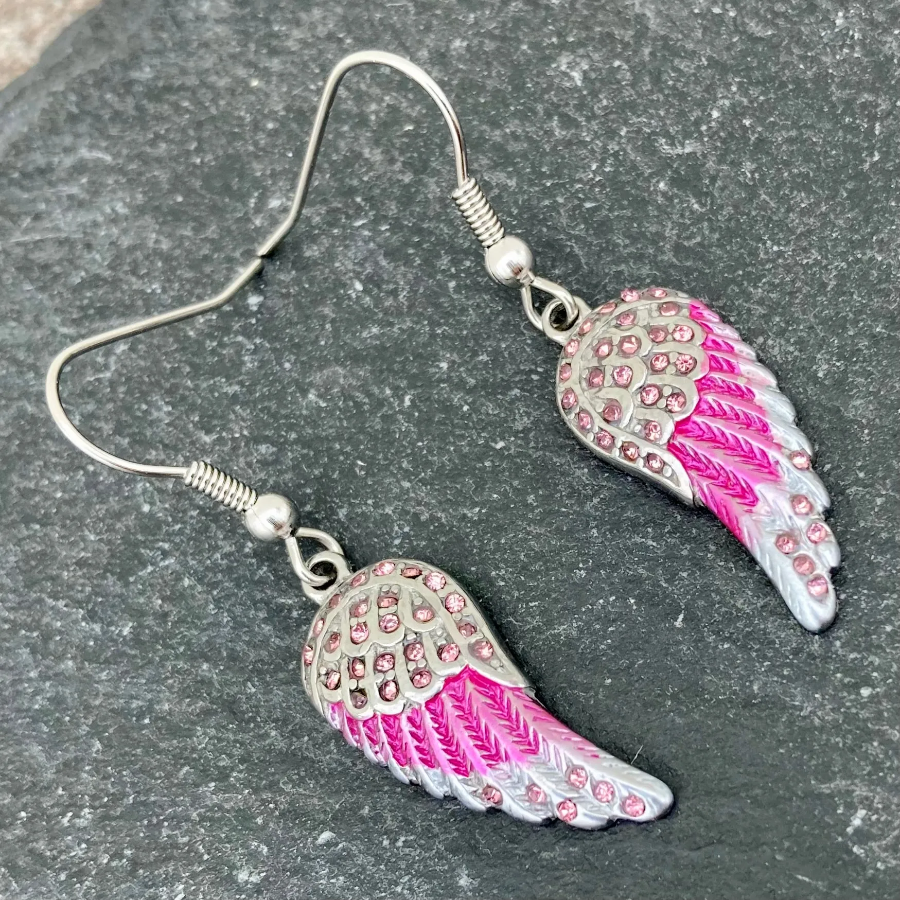 Angel Wings Mini Earrings - Pink Bling - SK2538E