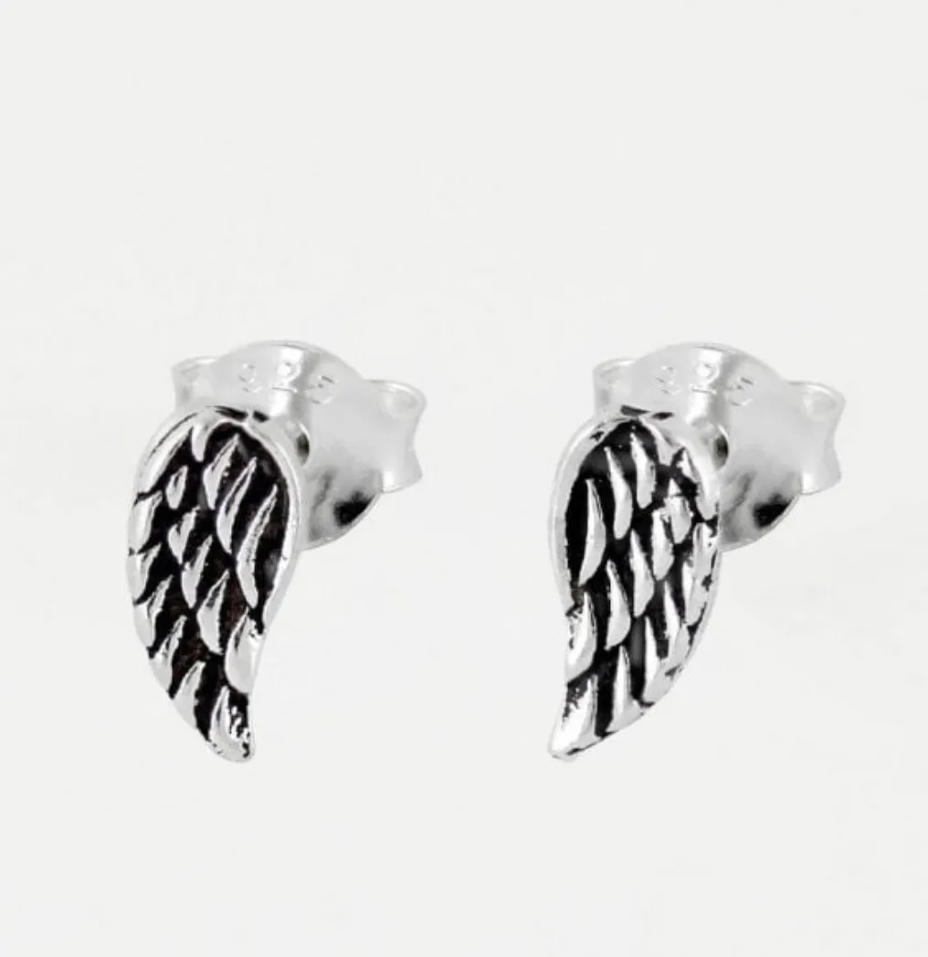 Angel Wings Silver Ear Studs