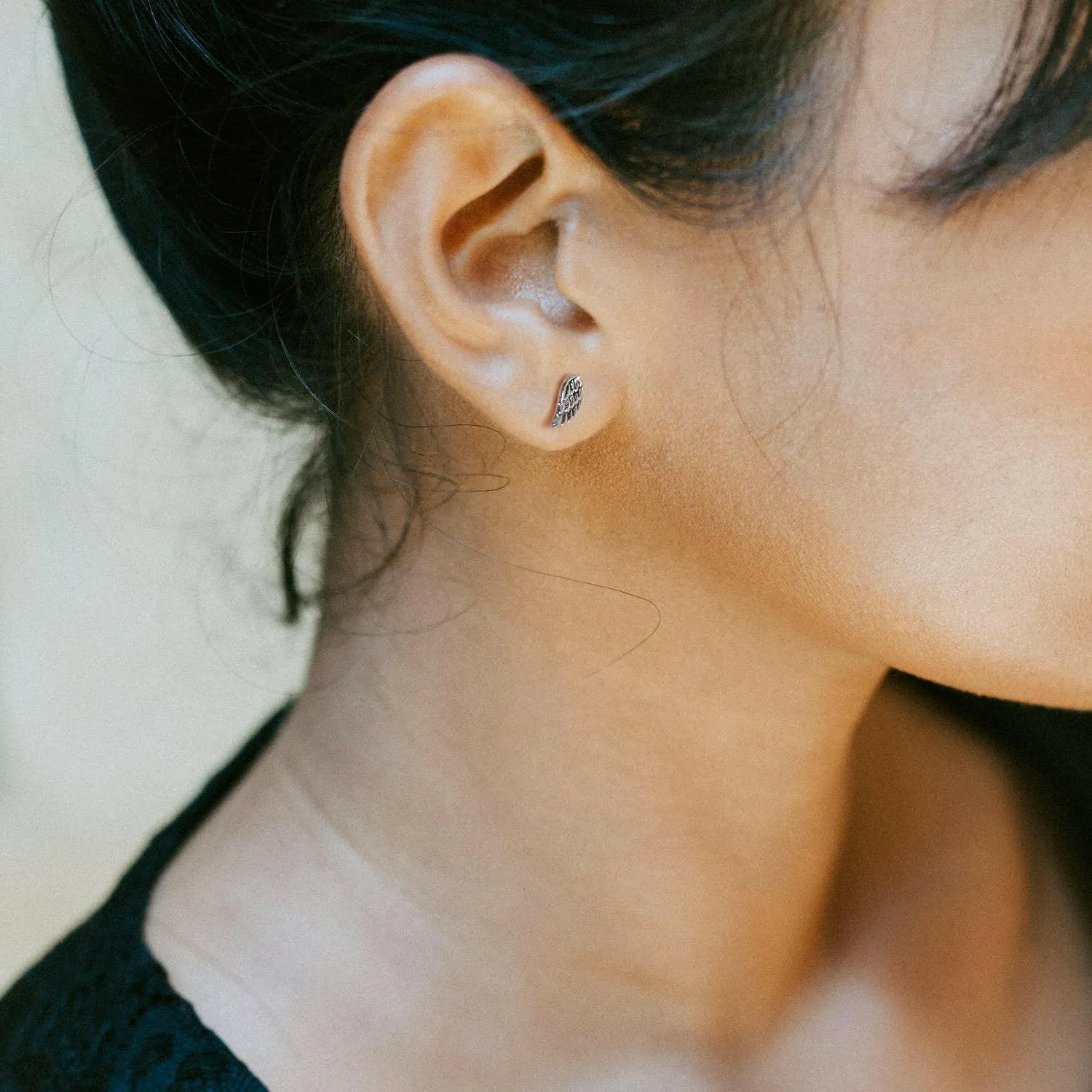 Angel Wings Silver Ear Studs