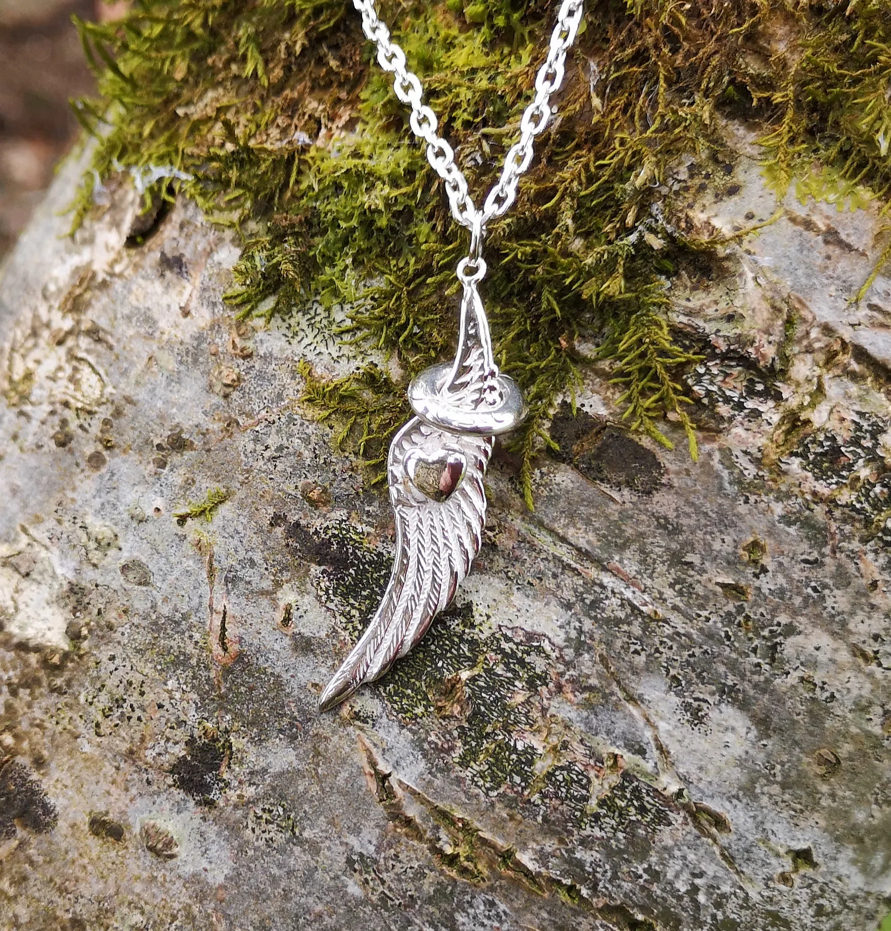 Angels Whisper Wing Halo   Heart Pendant