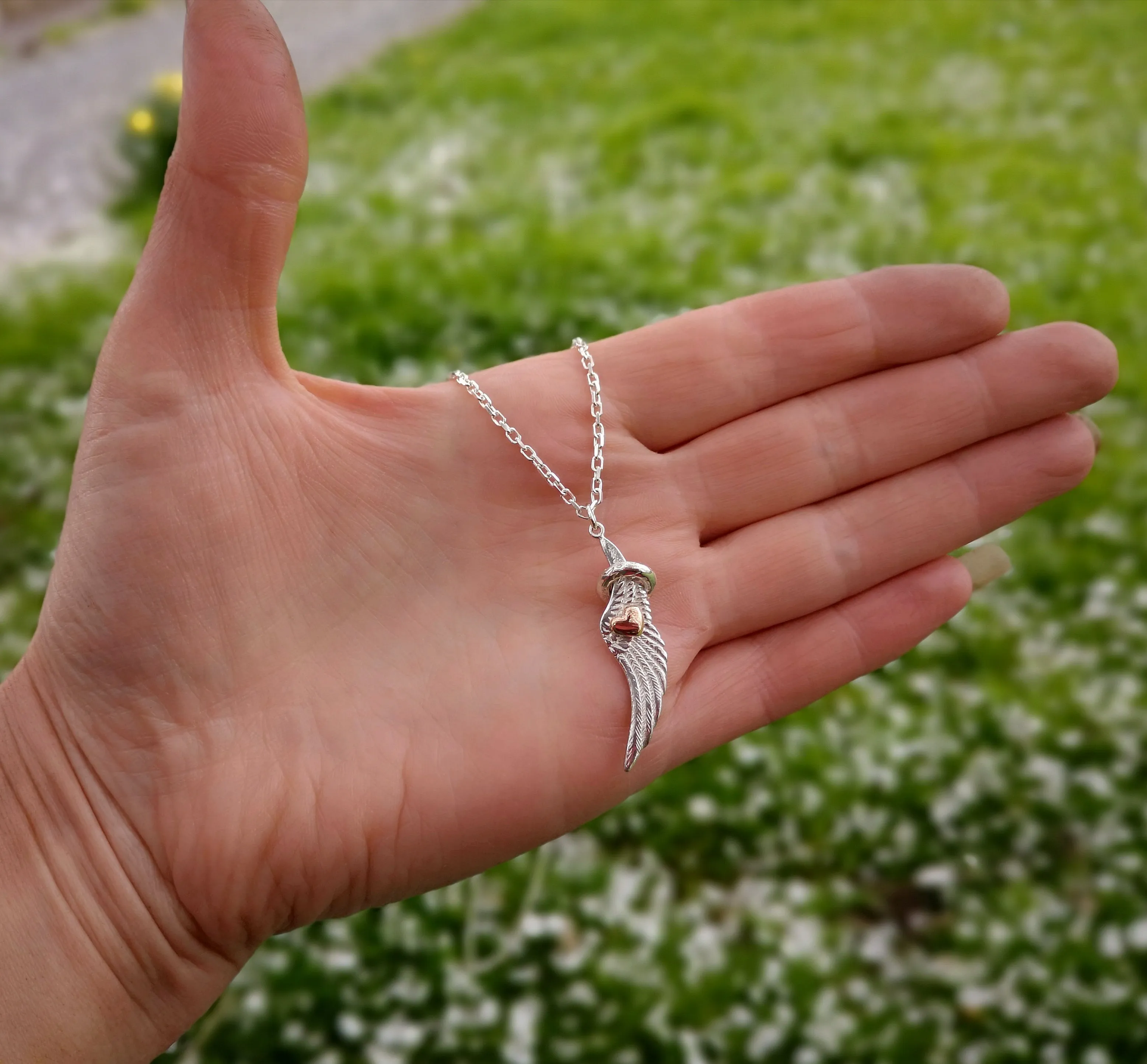 Angels Whisper Wing Halo   Heart Pendant