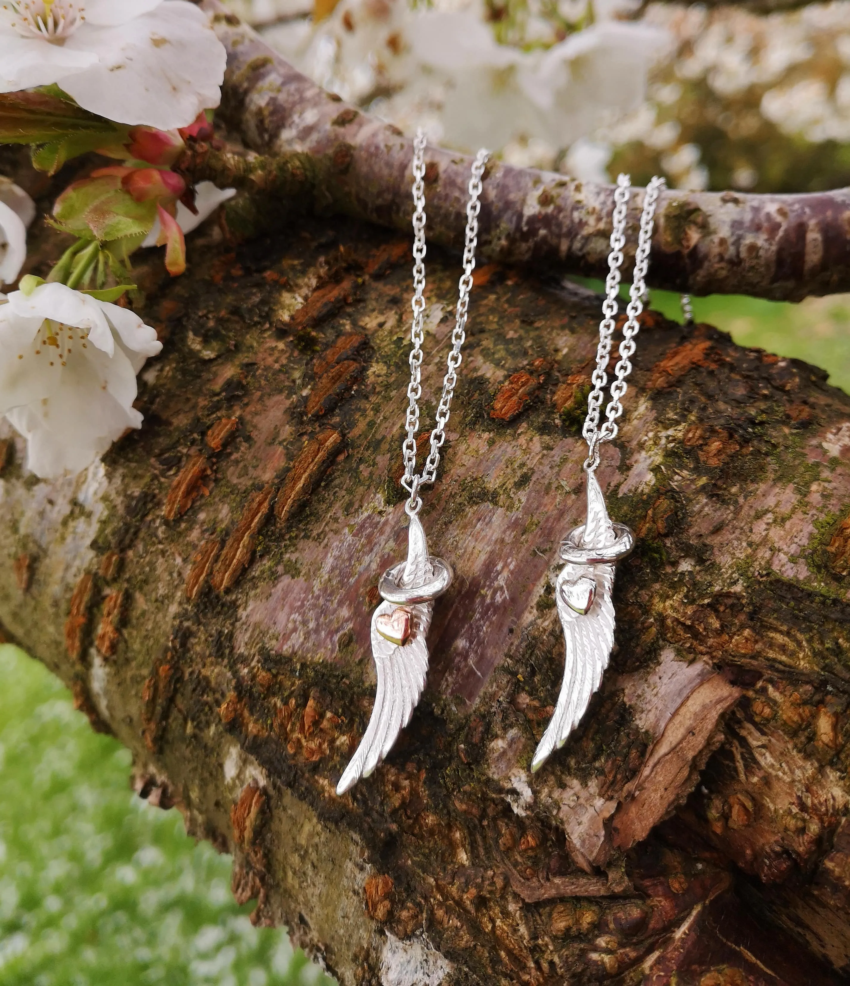 Angels Whisper Wing Halo   Heart Pendant