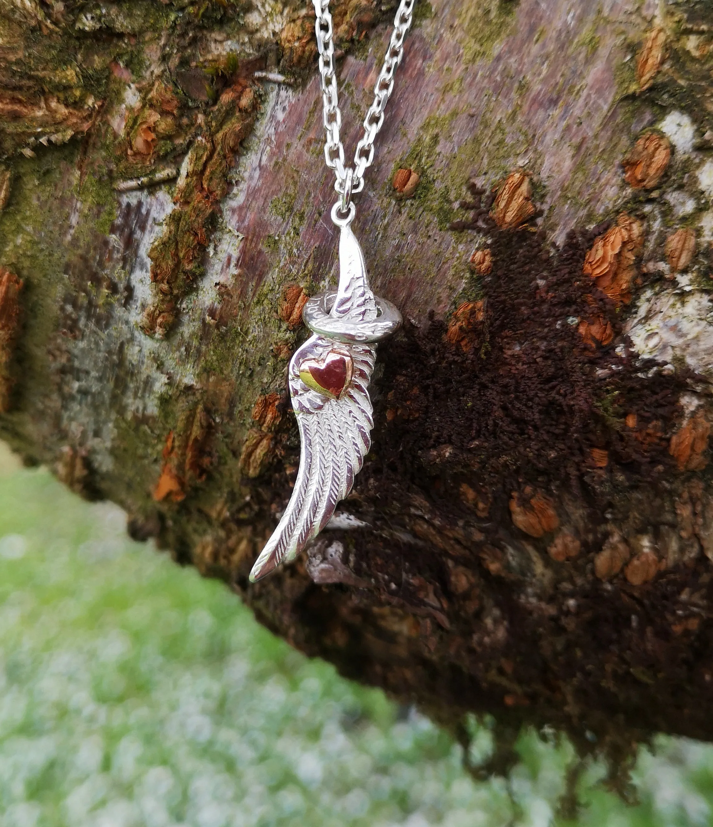 Angels Whisper Wing Halo   Heart Pendant