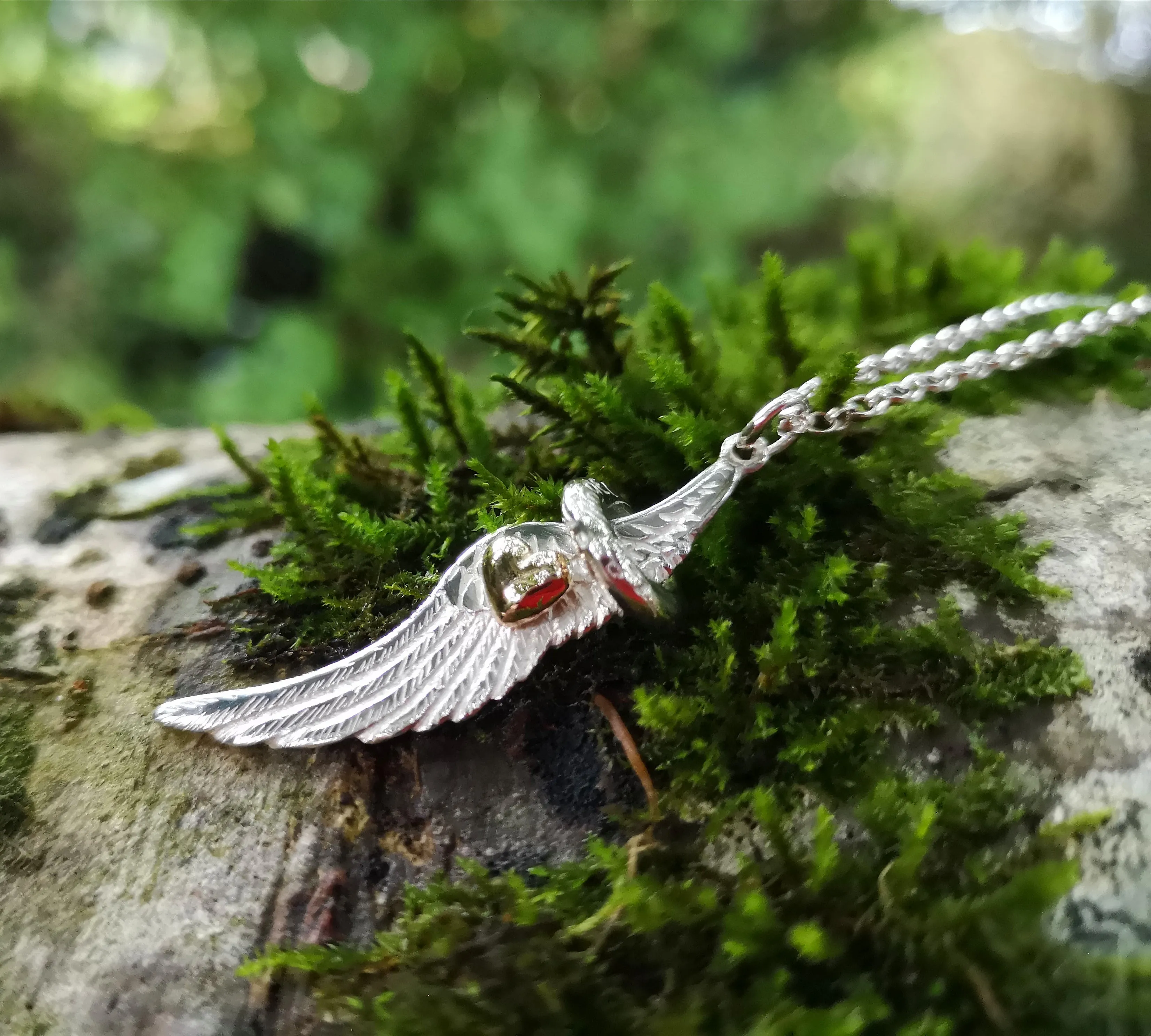 Angels Whisper Wing Halo   Heart Pendant