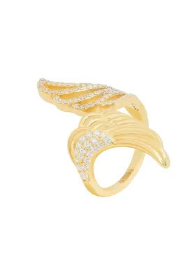Angels Wing Wrap Around Ring Gold