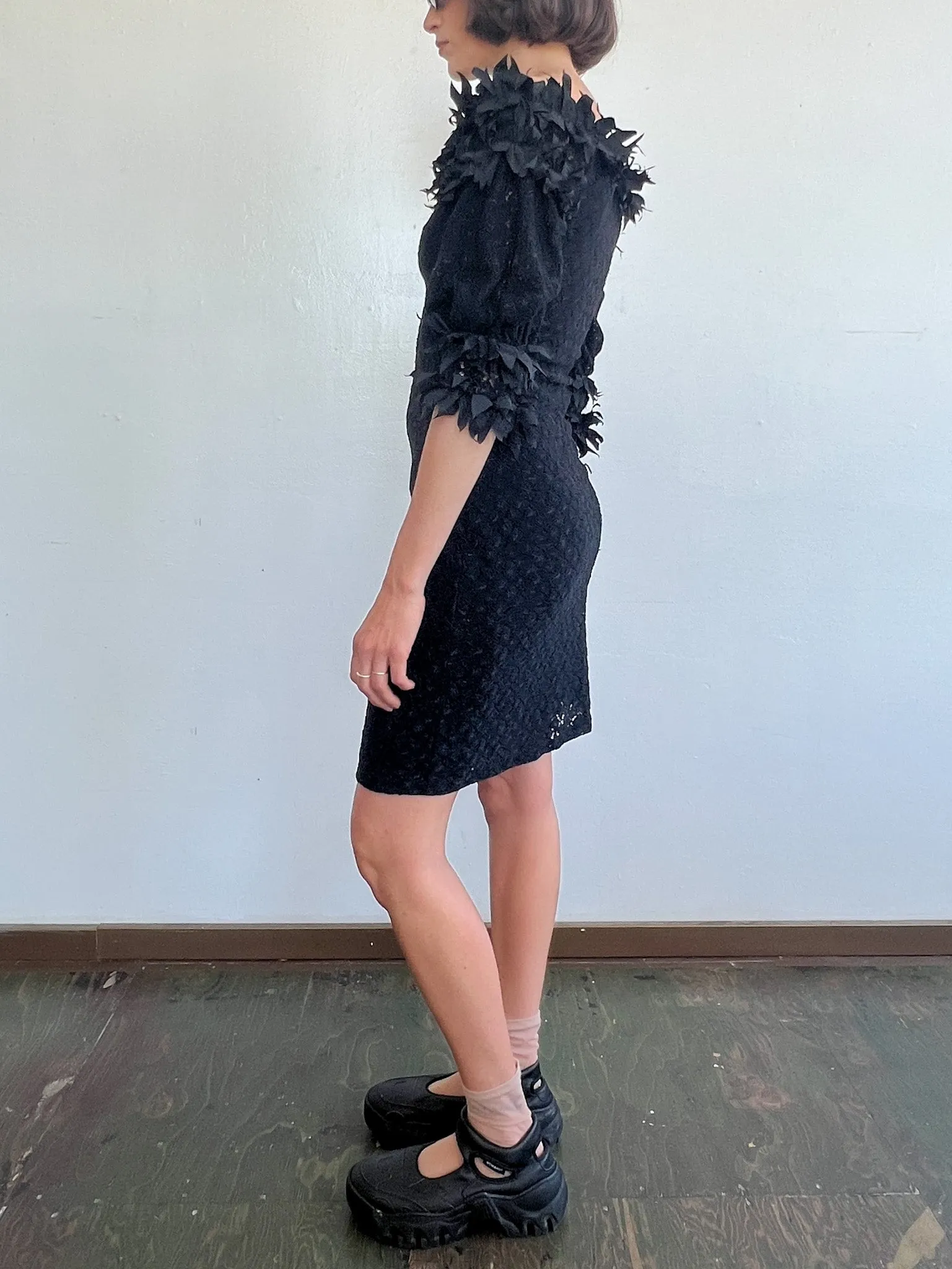 Ann Fontaine Ribbon Trimmed Crochet Dress (S)
