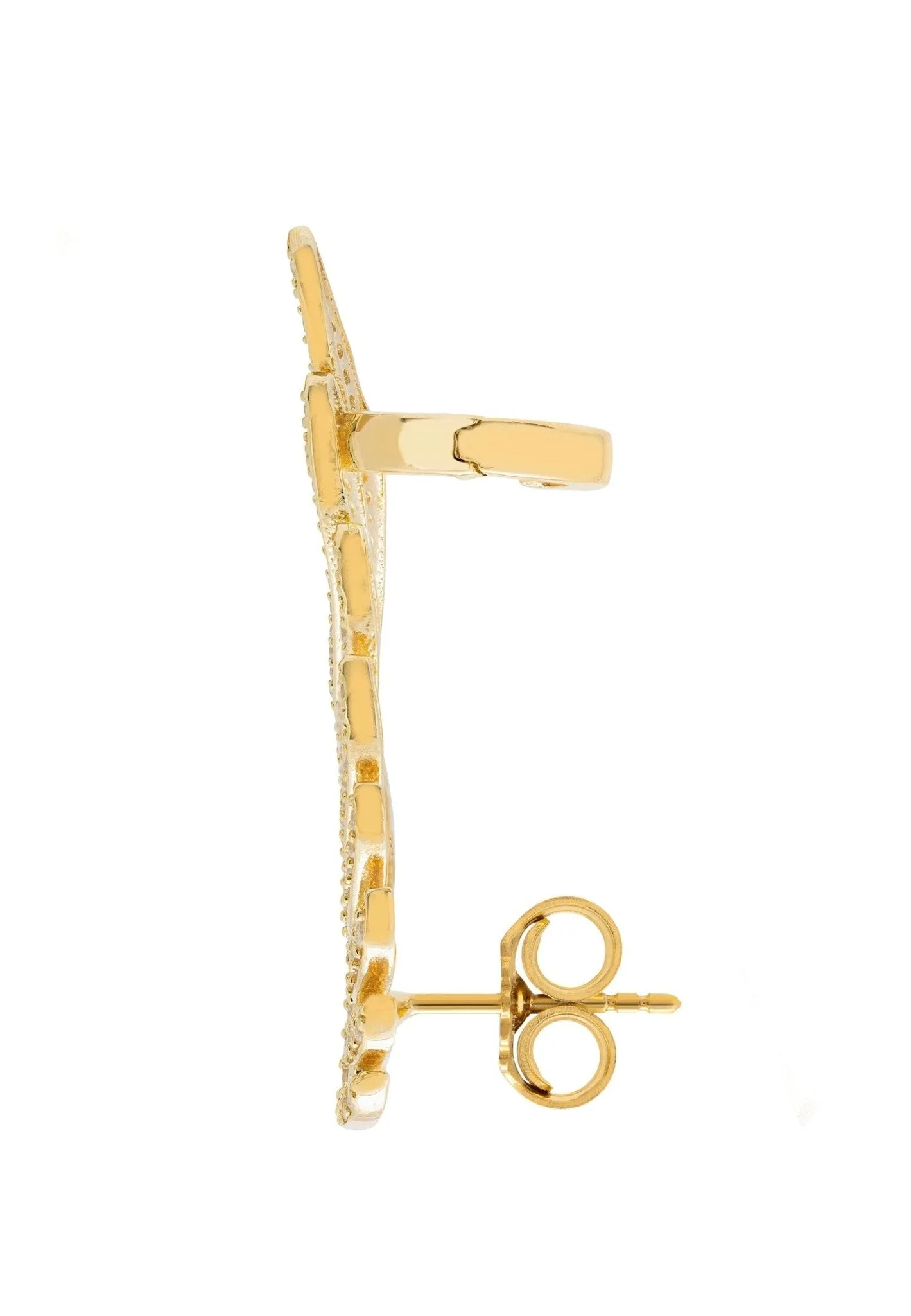 Athena Angel Wing Single Ear Climber Gold Left