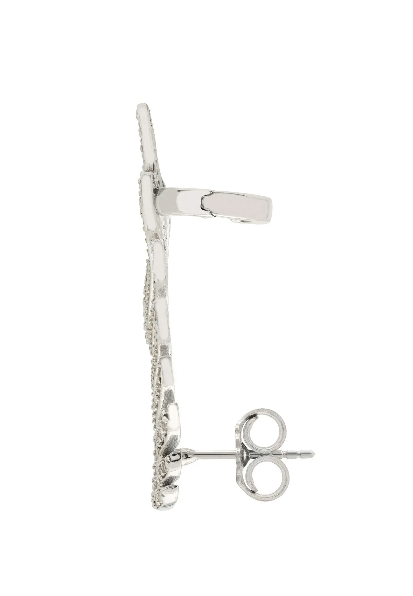 Athena Angel Wing Single Ear Climber Silver Left