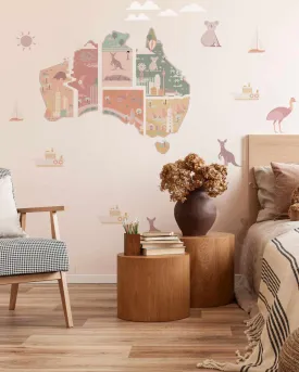 Australian Map Puzzle Peel & Stick Decal - Neutrals