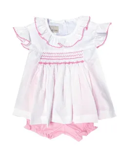 Baby Girls "Sweet Baby" Smocked Pink Popover Set