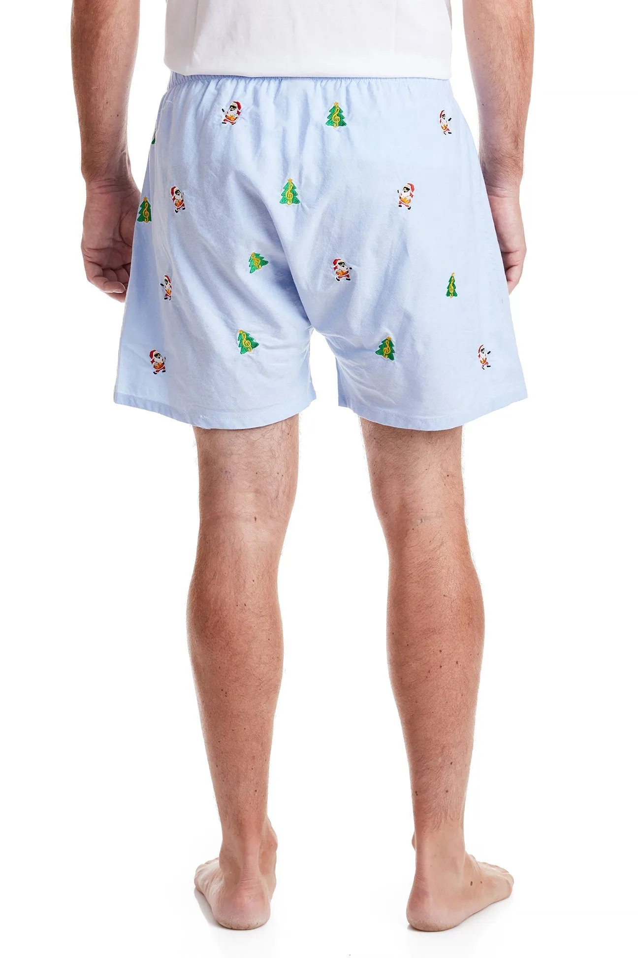 Barefoot Boxer Oxford Blue with Rockin Around the Christmas Tree