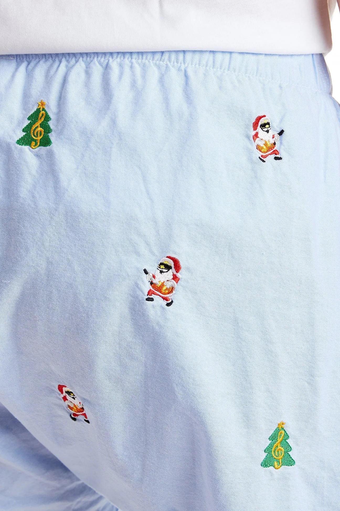 Barefoot Boxer Oxford Blue with Rockin Around the Christmas Tree