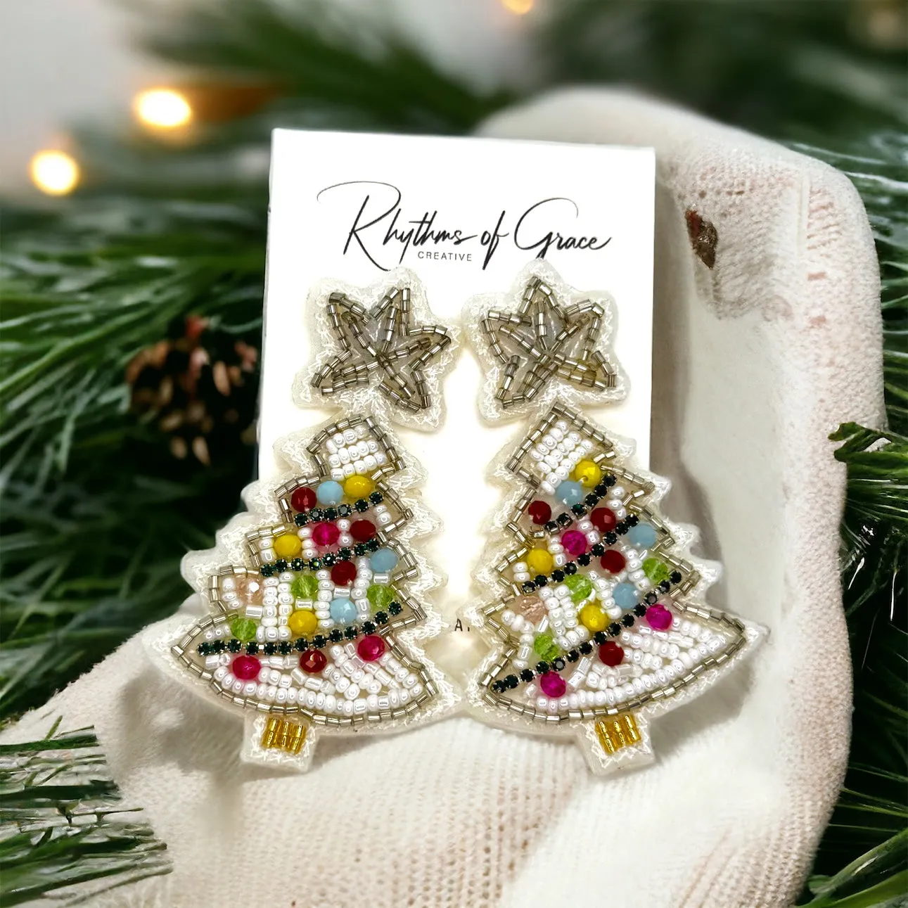 Beaded Christmas Earrings, Christmas Tree Earrings, Christmas Earrings, Christmas Jewelry, Christmas Jewelry, Handmade Earrings, Beaded Earrings