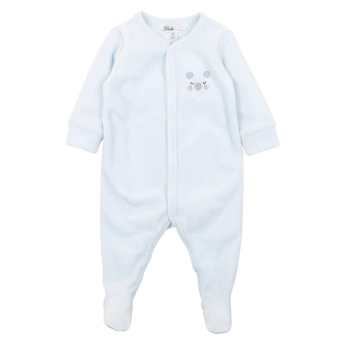 Bebe Levi Velour zip Onesie Ice Blue (Size NB-0)