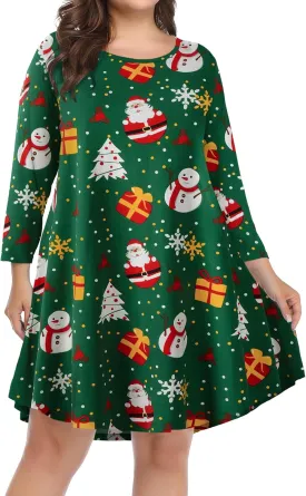 BELAROI Womens Fall Dresses 3/4 Sleeve Plus Size Casual Swing Loose Tunic Dress with Pockets