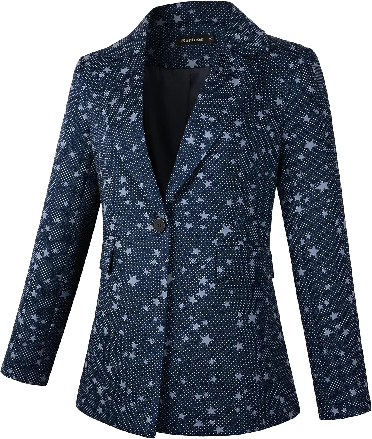 Beninos Womens Long Sleeve Casual One Button Blazer Jacket