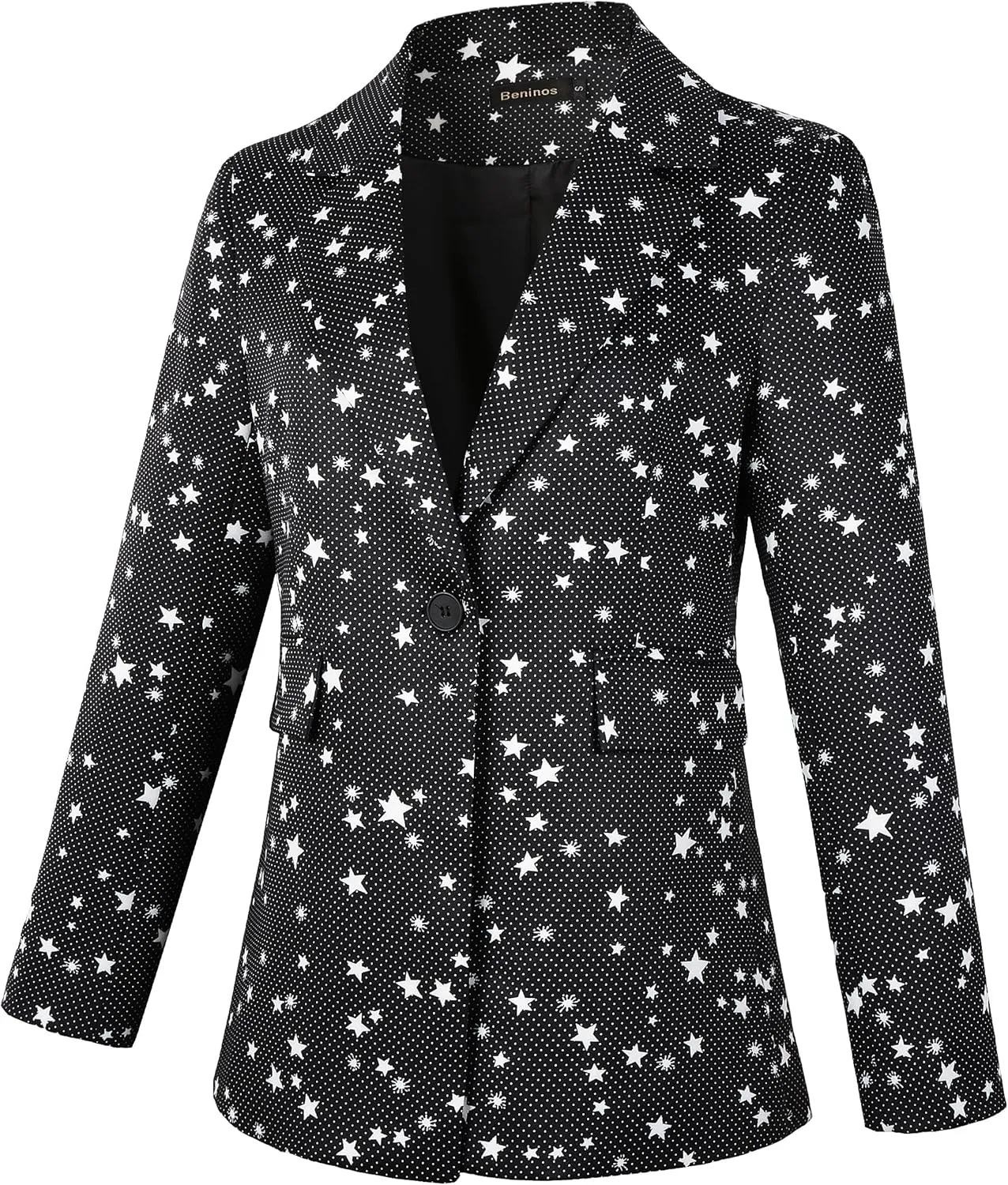 Beninos Womens Long Sleeve Casual One Button Blazer Jacket