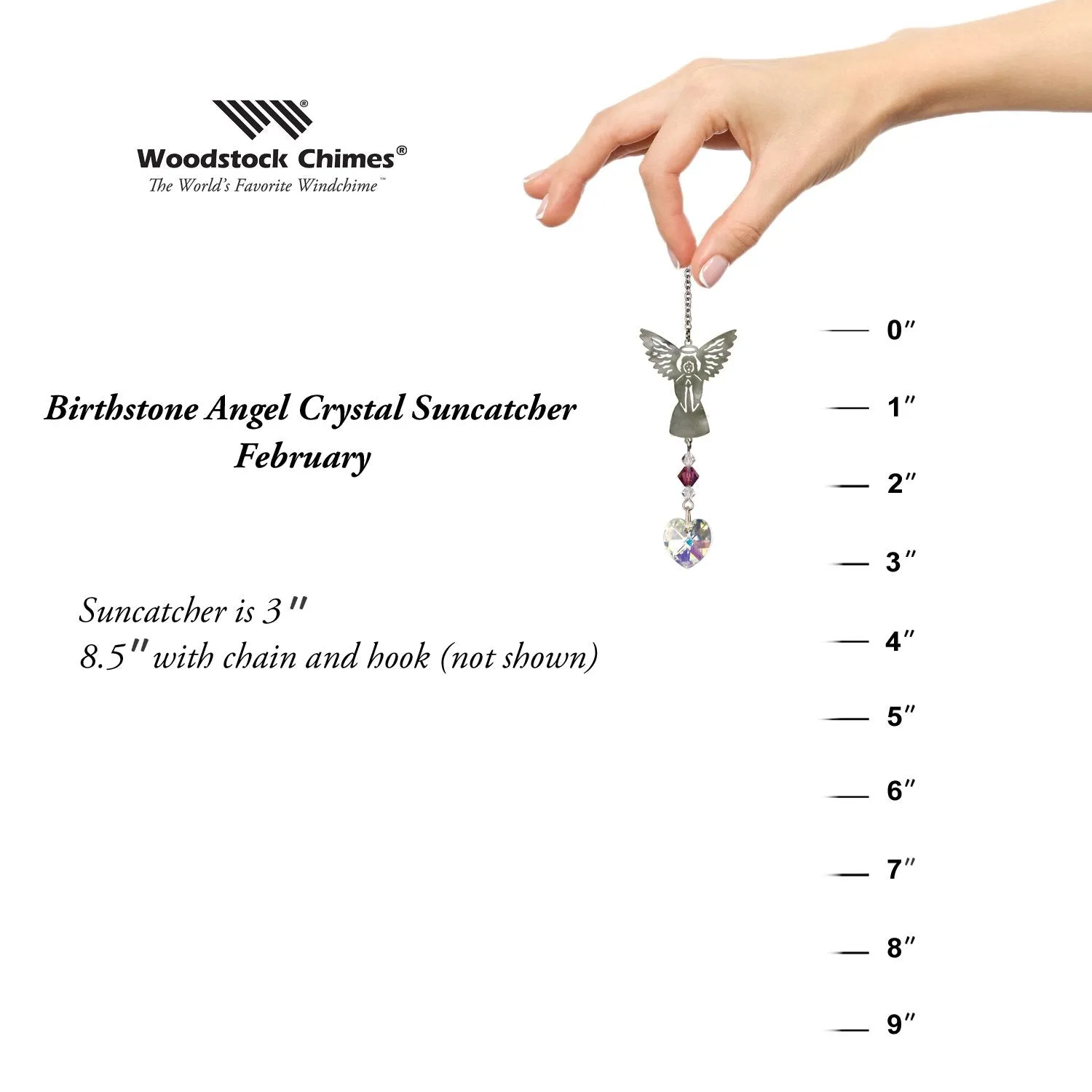 Birthstone Angel Crystal Suncatcher - February