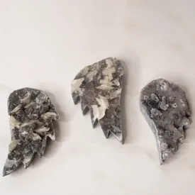 Black Drusy Quartz Crystal Angel Wing